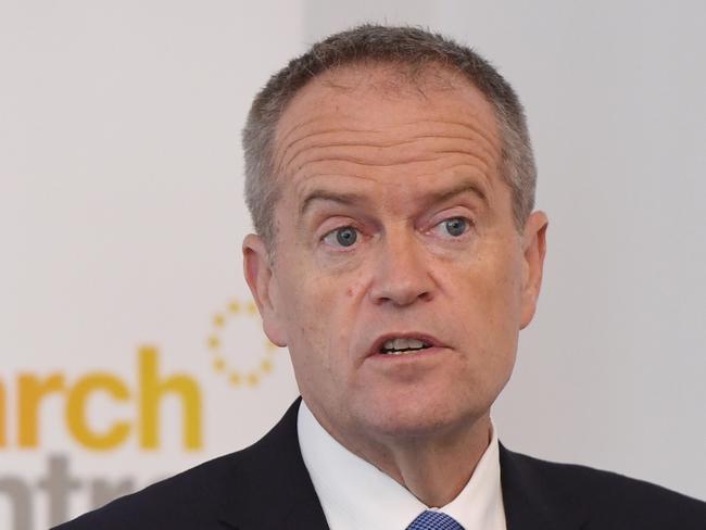 Leader of the Opposition Bill Shorten speaking to the Chifley Research Centre in Sydney, Tuesday, March 13, 2018. (AAP Image/Dean Lewins) NO ARCHIVING