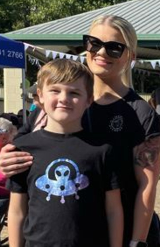 Jaxson, 8, and Carly at the Sunshine Coast Agricultural Show 2023.