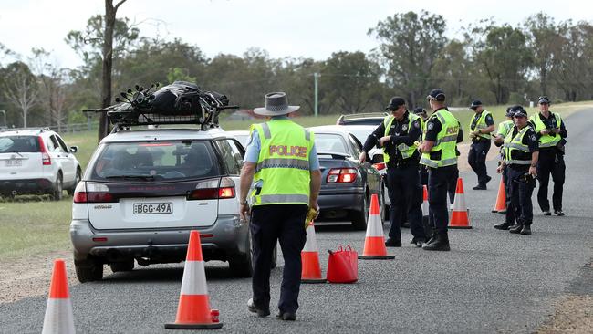 Police carried out roadside drug and alcohol testing during the Rabbit Eats Lettuce Festival. Picture: Liam Kidston.