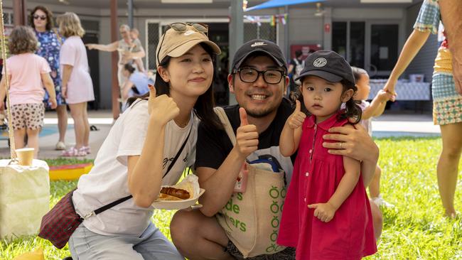 Kanna Kiriyama, Aino Kiriyama and Kazuya Kiriyama as families enjoy a day of fun and activities at a special Harmony Day celebration at the Malak Community Centre as part of the Fun Bus program. Picture: Pema Tamang Pakhrin