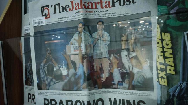 The front page of a local English newspaper in Jakarta the day after the election. Picture: AFP.