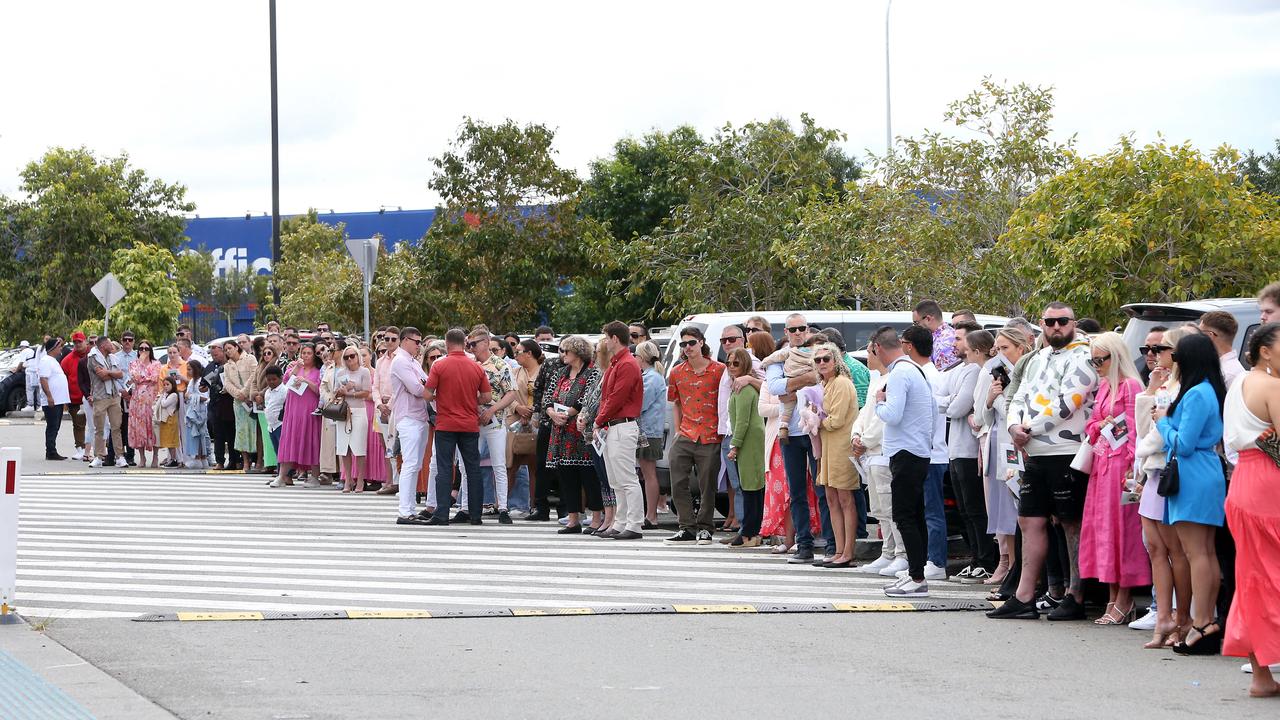 Attendees lined up outside the church after Olyvia’s service. Picture: NCA NewsWire/ Richard Gosling