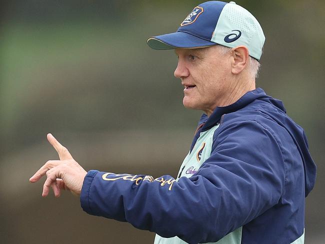 TEDDINGTON, ENGLAND - NOVEMBER 07: Joe Schmidt, Head Coach of Australia leads a training session at The Lensbury on November 07, 2024 in Teddington, England.  (Photo by Warren Little/Getty Images)