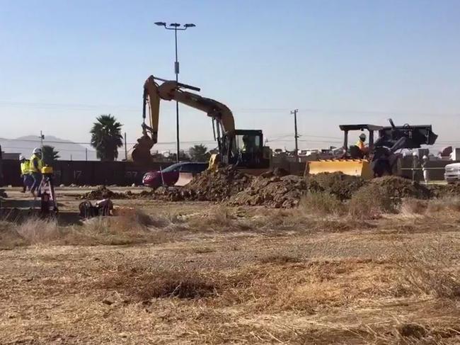 Construction has started on a border wall near San Diego. Picture: US Customs / Twitter