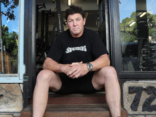17/3/23: Mark 'Spudd' Carroll in his gym in Woolloomooloo. He reveals for the first time his CTE diagnosis and mental health battles. John Feder/The Australian.