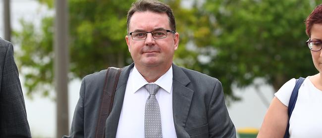 Ex-Logan mayor Luke Smith arrives at Beenleigh Magistrates Court accused of perjury and official corruption. He faces the second day of his committal hearing. Picture: Jono Searle