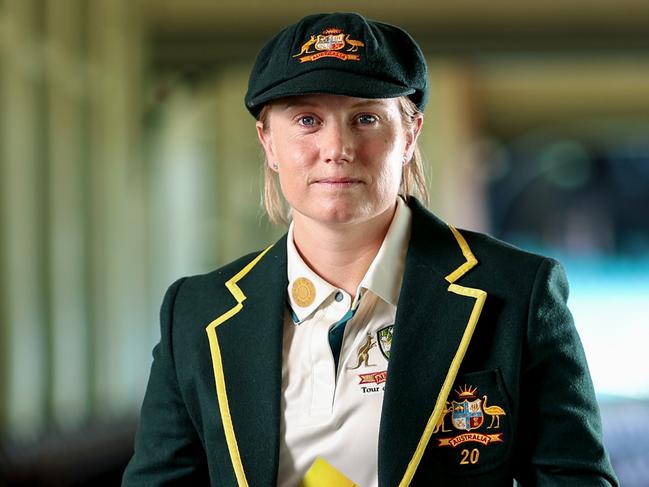 SYDNEY, AUSTRALIA - DECEMBER 09: Alyssa Healy poses during a portrait session ahead of her announcement as captain of the Australian women's cricket team across all three formats, at the Sydney Cricket Ground on December 09, 2023 in Sydney, Australia. (Photo by Brendon Thorne/Getty Images for Cricket Australia)