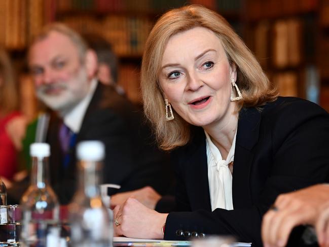 SEVENOAKS, ENGLAND - JANUARY 13: British Foreign Secretary Liz Truss attends a meeting with European Commission vice president Maros Sefcovic at Chevening House on January 13, 2022 in London, United Kingdom. Truss hosted her first face-to-face meeting with Sefcovic, aiming to break months of deadlock over post-Brexit trade in Northern Ireland. (Photo by Ben Stansall - WPA Pool/Getty Images)