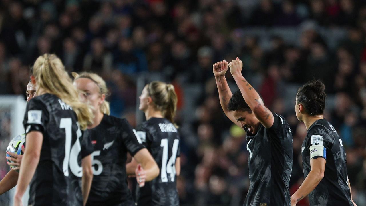 New Zealand's players celebrate their historic victory. Picture: Getty