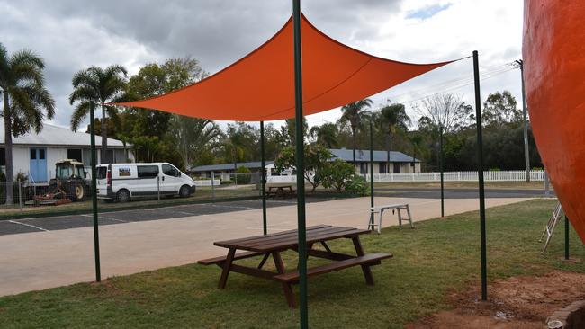 The brand new shade sails in colours matching the orange are currently going up to create more outdoor seating. Photo: Kristen Camp