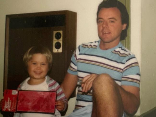 Billy Steffen with his daughter Susie in 1983 in Tasmania. Picture: Supplied