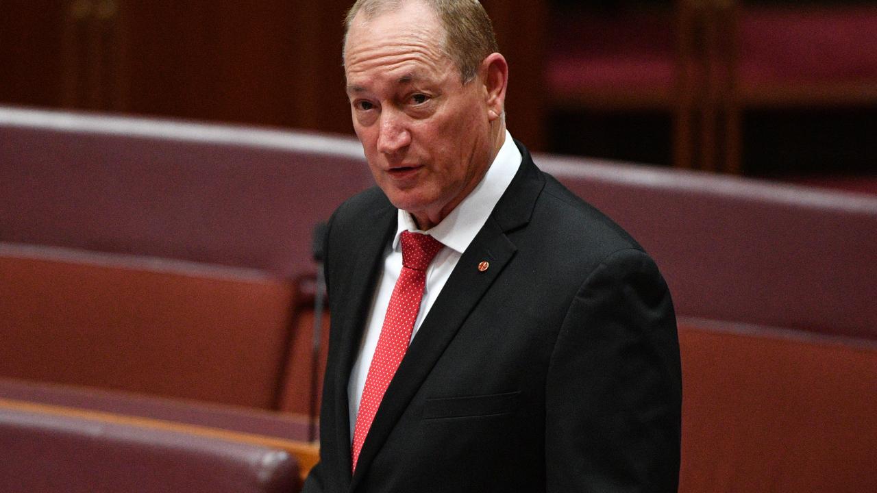 Fraser Anning making his maiden speech in the Senate. Picture: AAP/Mick Tsikas 