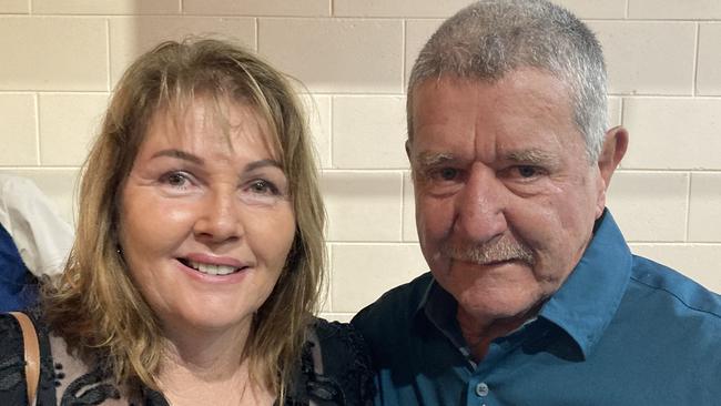 Margaret and Wayne Sutherland celebrate the 50th anniversary of the Rainbows Rugby League Football Club at its golden jubilee at the Gympie Showgrounds Pavilion on the night of June 3, 2023.