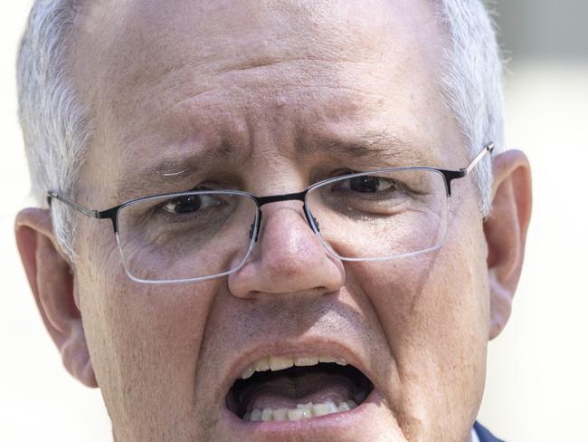 SYDNEY, AUSTRALIA - MARCH 01: Australian Prime Minister Scott Morrison delivers the Royal Commission Report into Aged Care during a press conference at Kirribilli House on March 01, 2021 in Sydney, Australia. The final report from the Royal Commission into Aged Care Quality and Safety was tabled in parliament today, making 148 recommendations for reform in the aged care sector. In response to the report, Prime Minister Scott Morrison has announced an additional $452.2 million in funding for reforms in the sector. (Photo by Jenny Evans/Getty Images)