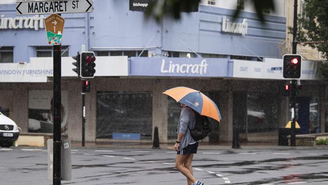 Rain continues to fall in the Toowoomba CBD in the aftermath of TC Alfred, Sunday, March 9, 2025. Picture: Kevin Farmer