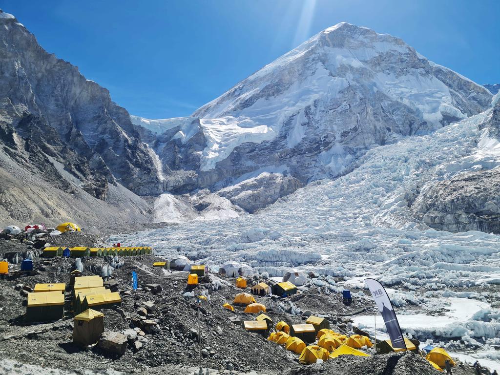 Tents of mountaineers are pictured at Everest base camp. Picture: Purnima Shrestha/AFP