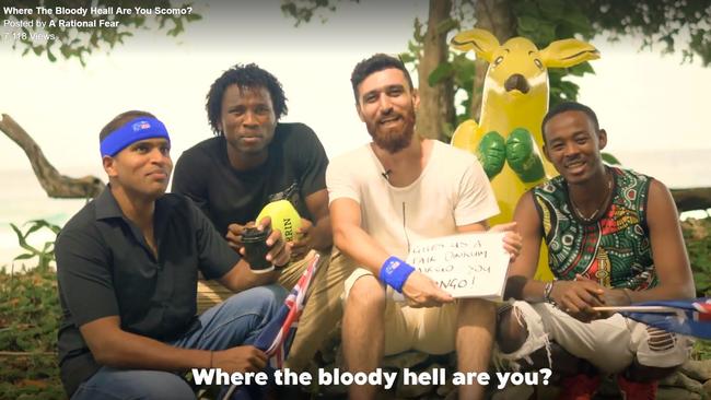 Scenes from the video made by activists on Manus Island featuring joking asylum seekers.