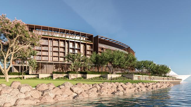 An artist’s impression of the original planned hotel at the Darwin Waterfront. Picture: Supplied