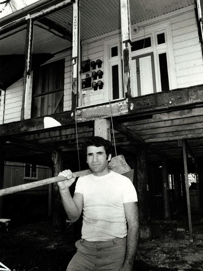 Sam Zeneldin took over Mama Luigi's in 1980, he is pictured here raising the house. Picture: The Courier-Mail Archives.