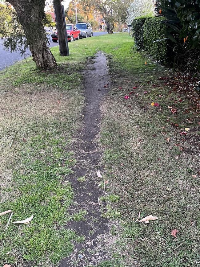 Photos of Bradfield Rd in Lindfield, where residents want a footpath