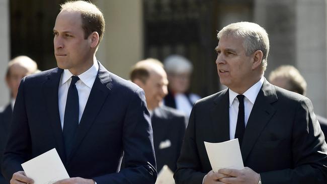 Britain's Prince William and Prince Andrew pictured together in 2017. Picture: AFP