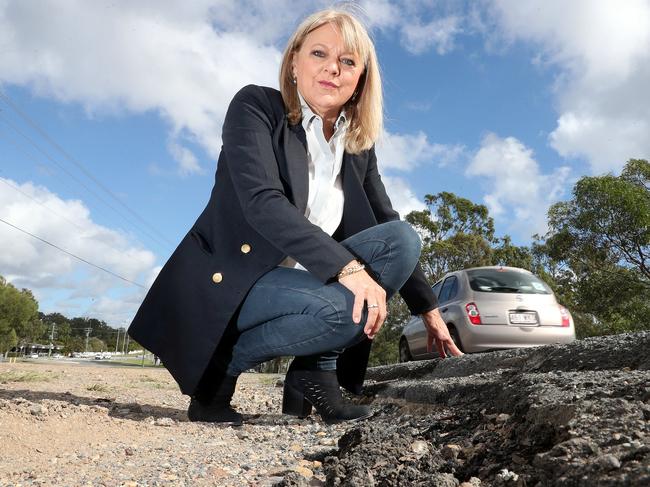 Donna Gates for Golden Age. Picture of her at Eggersdorf Road which needs upgrading. She wants the State Government to help with northern GC infrastructure.Photo by Richard Gosling