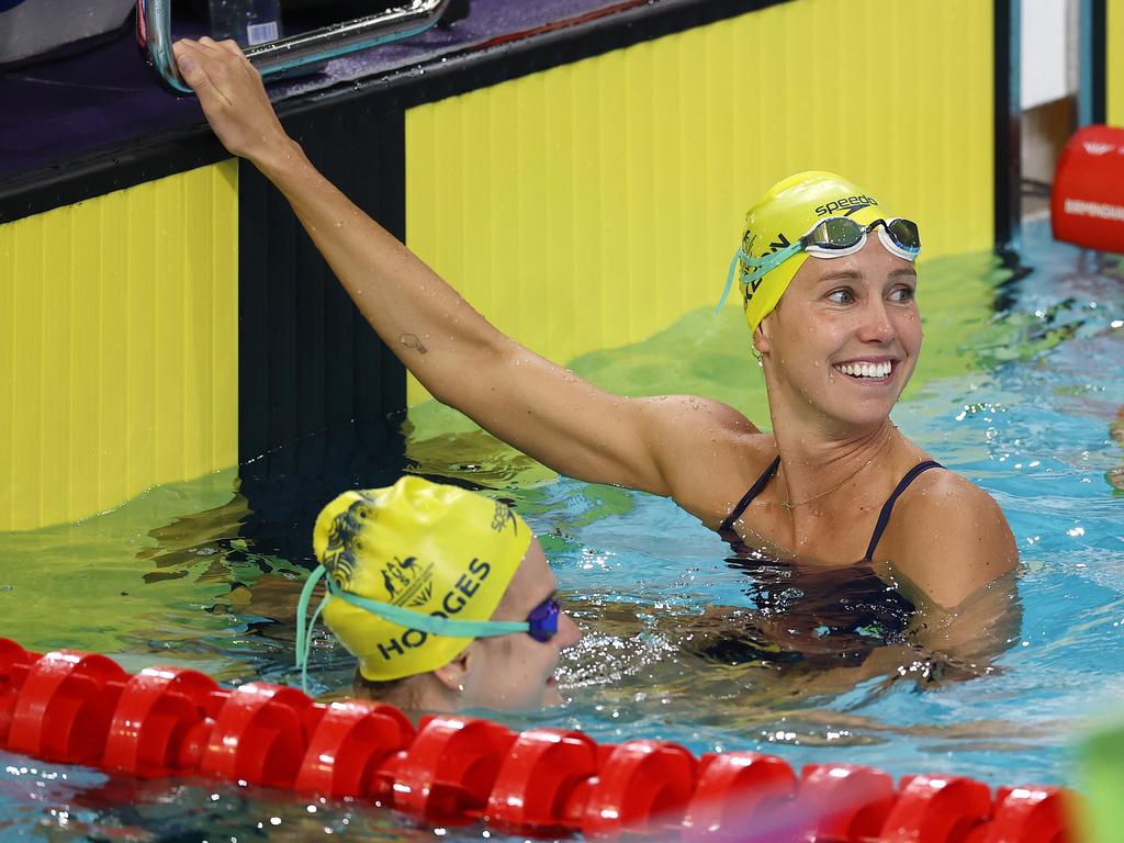 Emma McKeon is all smiles after a splash. Picture: Michael Klein