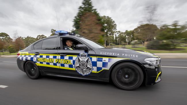 Senior Constable Ferdi Cokeleks tests out the new wheels. Picture: Andy Brownbill