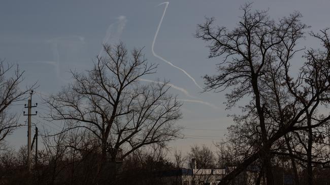 A surface-to-air missile is fired over Chasiv Yar on January 22 where Ukraine has been outgunned and outmanned by Russian troops. Picture: Carl Court / Getty