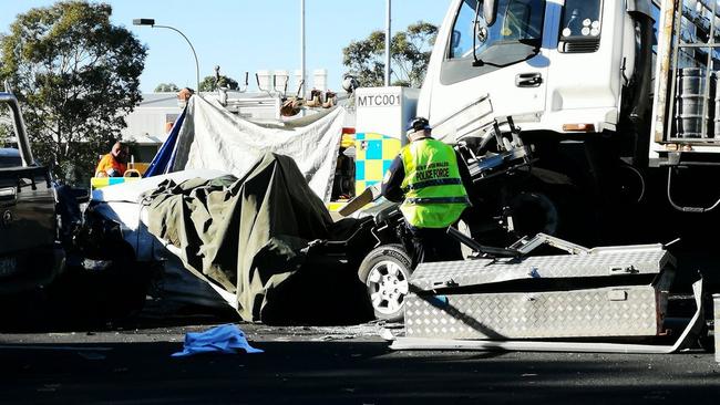 The truck driven by Mr Tisdell. Picture: Steve Hart/Twitter @SteveHart10News