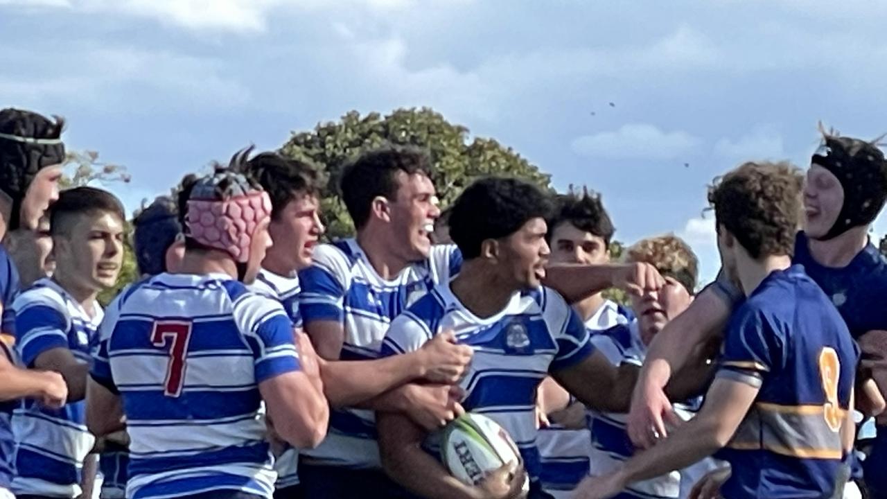 Nudgee's Rob Toia after scoring his second try.
