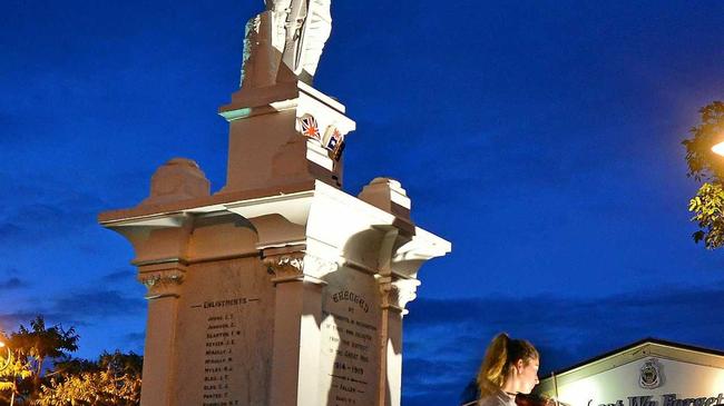 MOVING: Shania Oreb plays the Last Post at the Tewantin Dawn Service. Picture: John McCutcheon