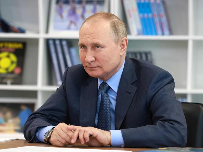 Russian President Vladimir Putin chairs a meeting of the Board of Trustees of the Talent and Success Educational Foundation via a video link at the Sirius Educational Center for Gifted Children in Sochi on May 11, 2022. (Photo by Mikhail METZEL / SPUTNIK / AFP)