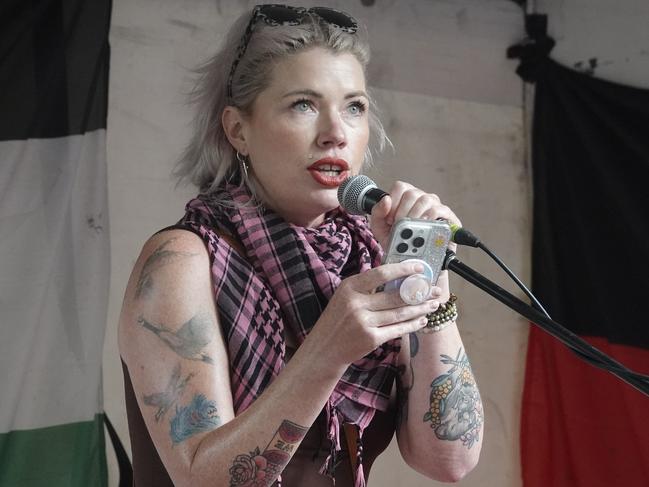 Feminist author Clementine Ford at a pro-Palestine rally in Melbourne. Picture: Valeriu Campan