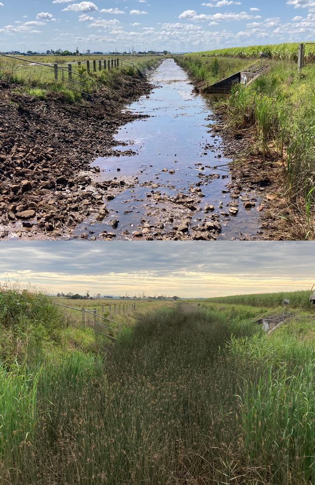 Woodburn town drain before and after improvements. Picture: Rous Water