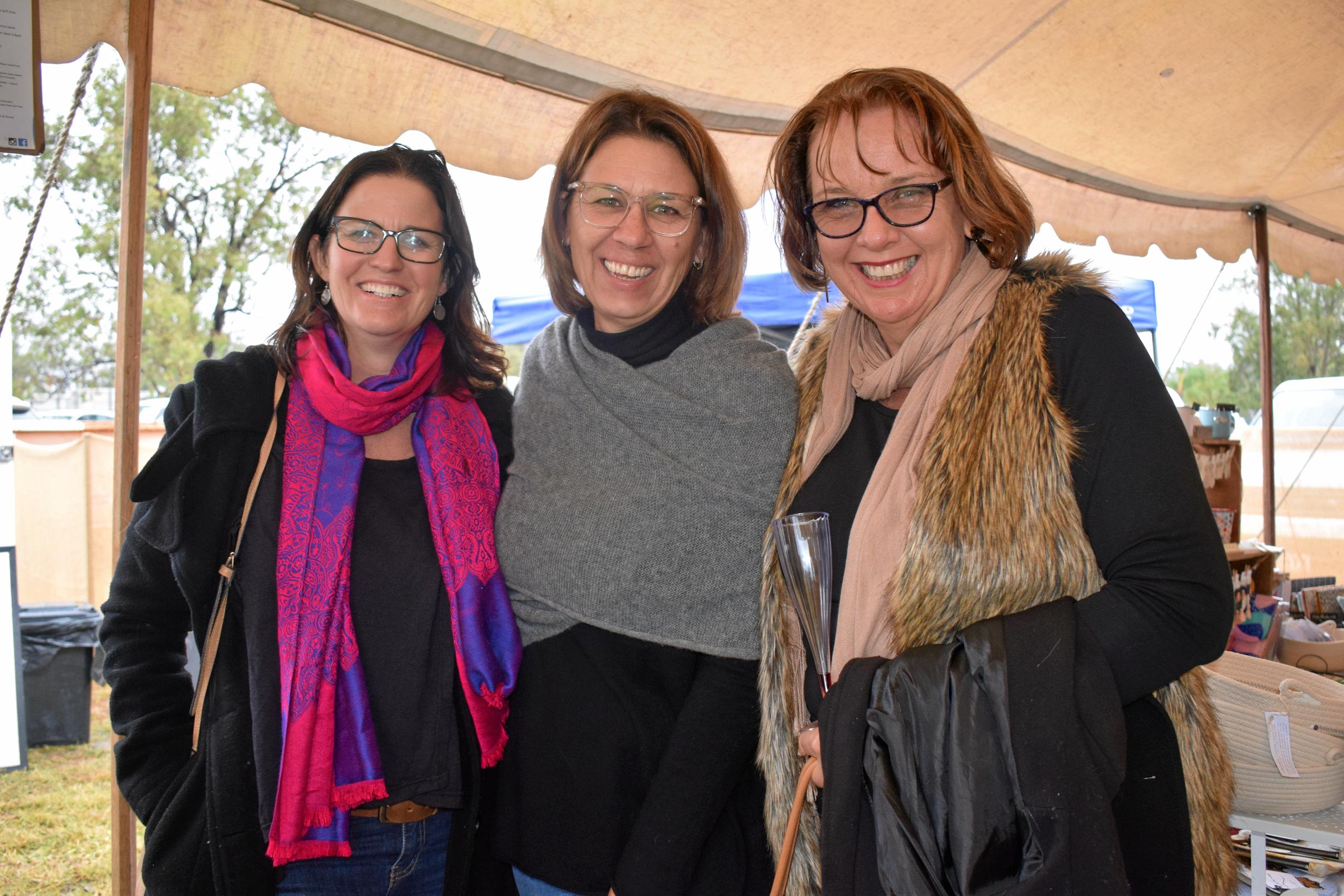 Susan Statham, Debbie Robinson, Helen Wylie at the Condamine Cods Annual Ladies Day, June 8. Picture: Brooke Duncan