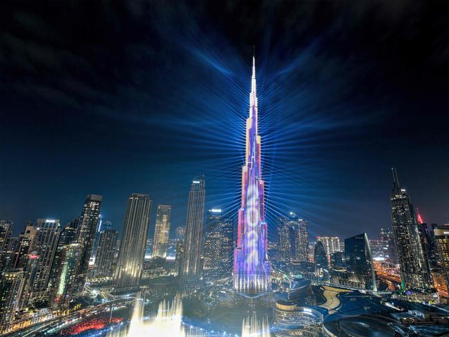 The number 2024 lights up the landmark Burj Khalifa skyscraper. Picture: AFP