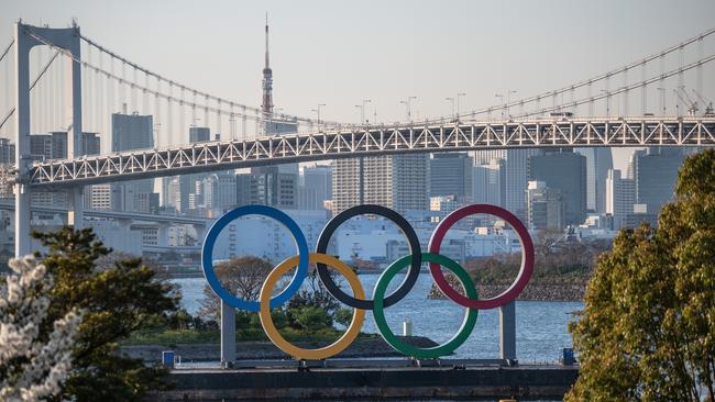 The Olympic rings on display in host city Tokyo