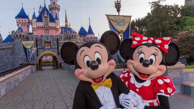 Mickey and Minnie Mouse outside Disneyland in Anaheim, California. Picture: Joshua Sudock/Disneyland Resort