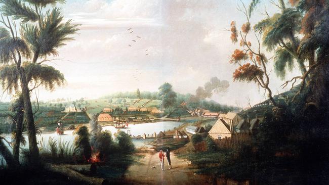 Earliest surviving oil painting of Sydney Cove, 1794, by Arthur Thomas Watling. Picture: Courtesy State Libvrary of NSW