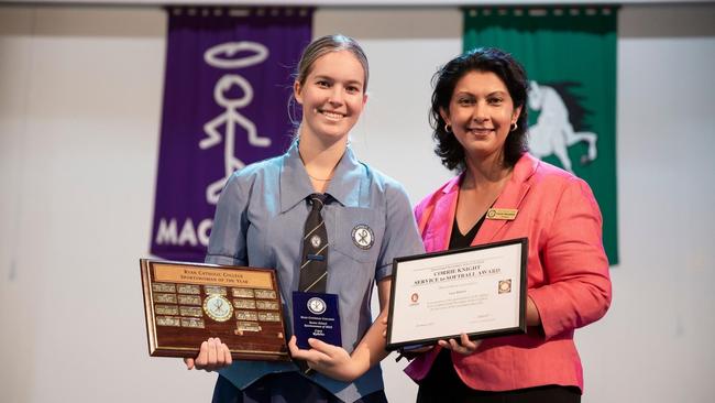 Lucy Roberts with her Senior Sportswomen of the Year award. Picture- Facebook/ Ryan Catholic College.