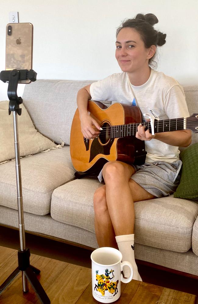 Amy Shark performs from her home. Picture: Supplied/Amy Shark