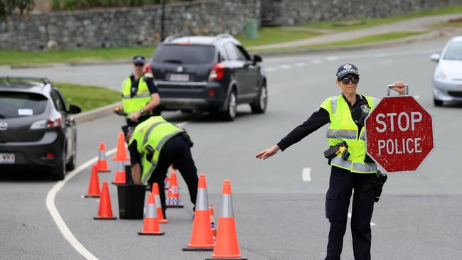 Police conducting random breath testing.