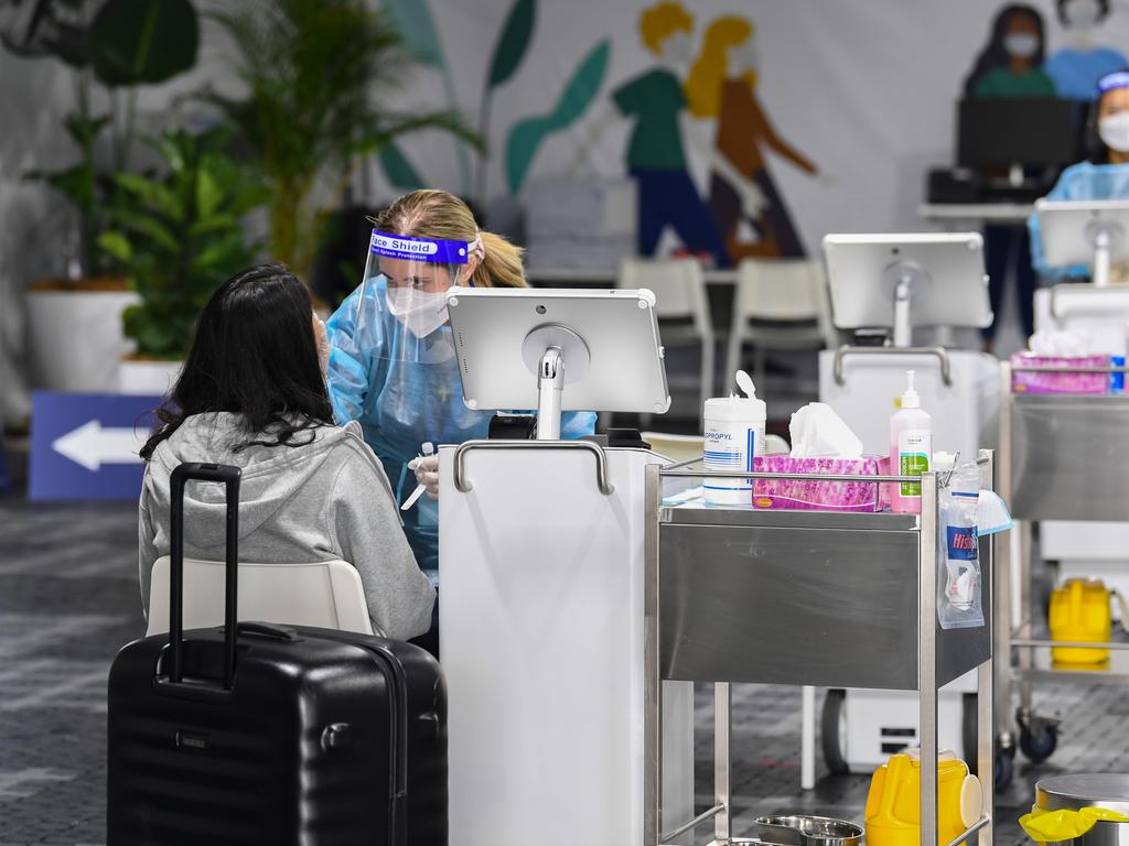 The testing clinic at Sydney International Airport. Picture: James D. Morgan/Getty Images