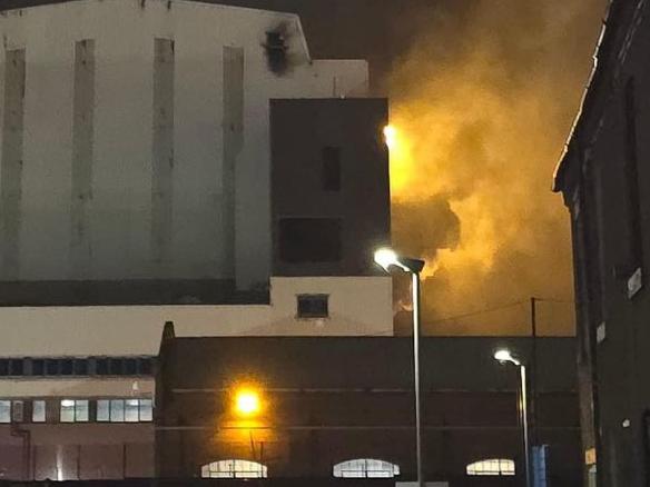 A large fire burning at the BAE Systems shipyard in Barrow-in-Furness, UK, October 30, 2024. Picture: X /  @gabisdbr [https://x.com/gabisdbr/status/1851454824467812720/photo/2]