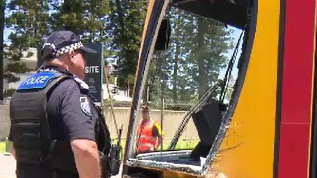 Van v Tram Surfers Paradise. Picture: 9News