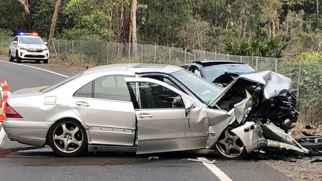 A head-on collision on Wakehurst Parkway in 2021 which left two people seriously injured. Picture: Jim O'Rourke