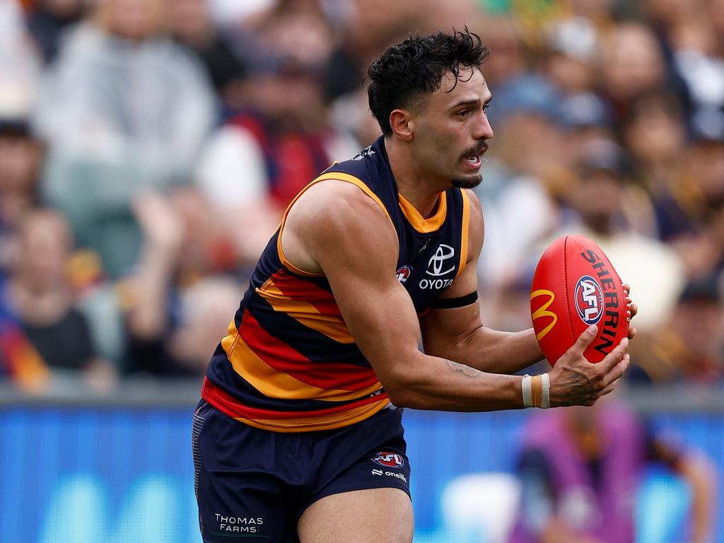 Izak Rankine in action for the Crows. Picture: Michael Willson/AFL Photos via Getty Images.