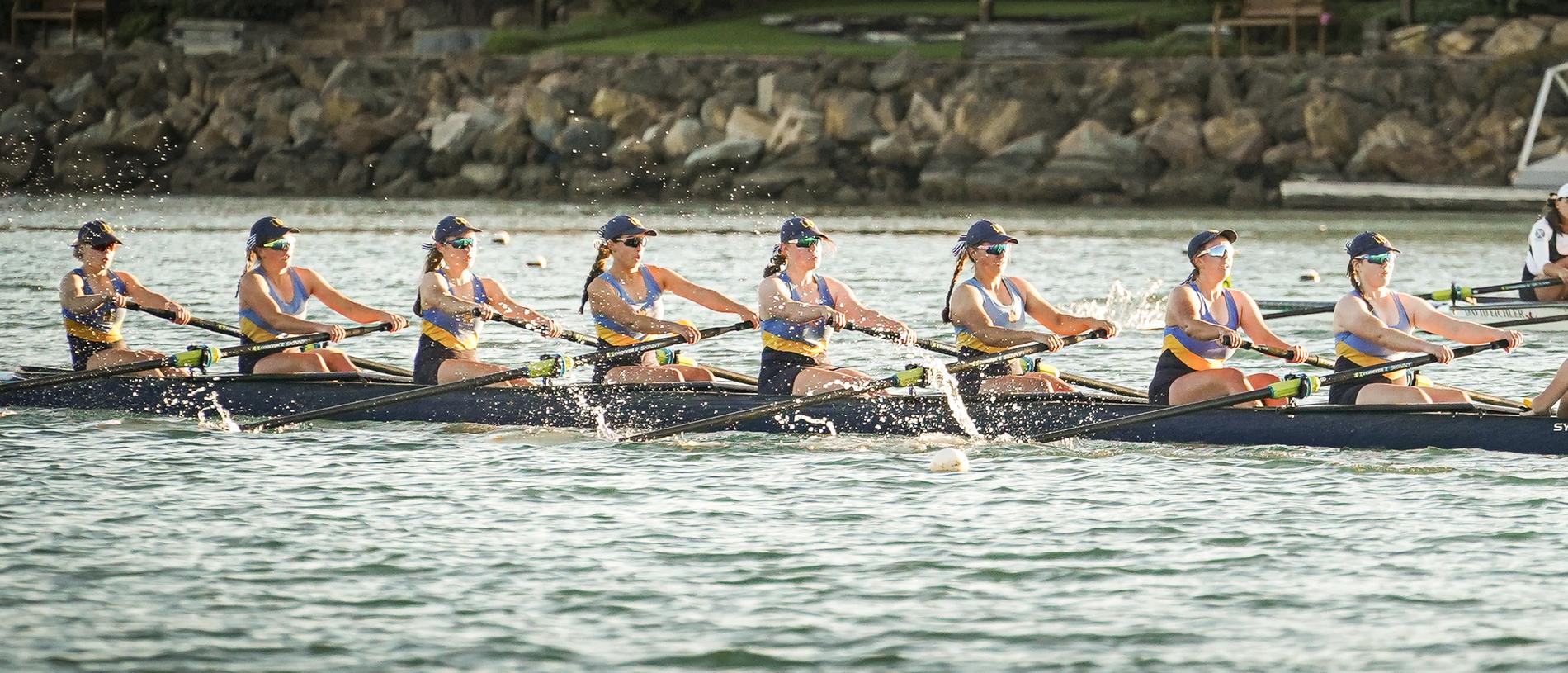 A shorter version of the Head Of The River regatta at West Lakes went ahead on Monday. Picture: AAP / Mike Burton