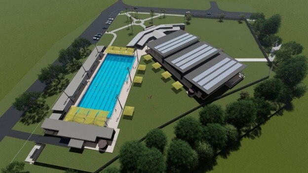 Artist impression of Stage One Grafton Pool redevelopment looking north to Turf St.